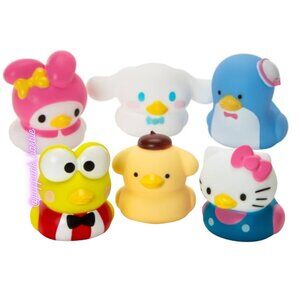Sanrio Hello Kitty Rubber‎ Duck Set 6pcs Jeep Duck Bath Toy Keroppi Cinnamoroll